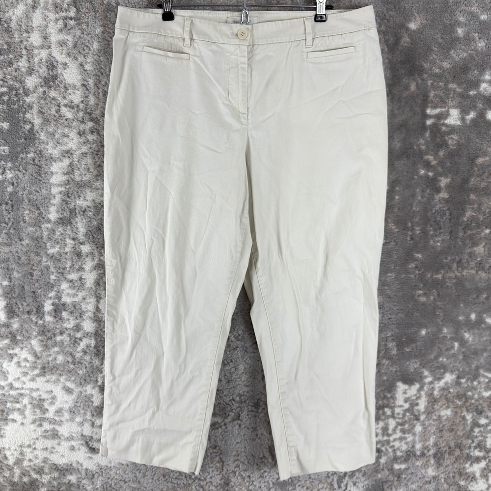 Talbots Petites Size 16p Chino Cropped Ankle Pants Ivory Sleeveless Women
